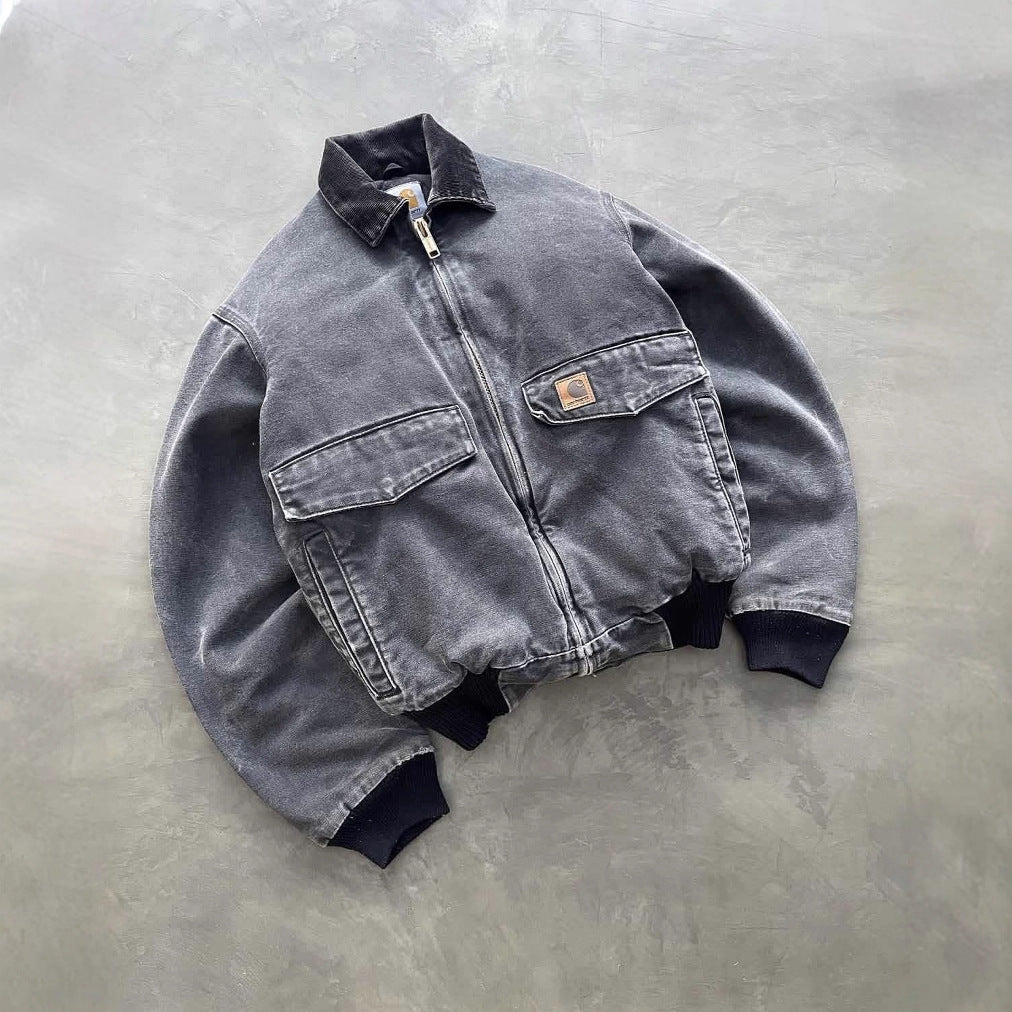Washed denim jacket for men