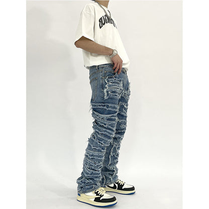 Men's Washed Slim-Fit Straight Jeans