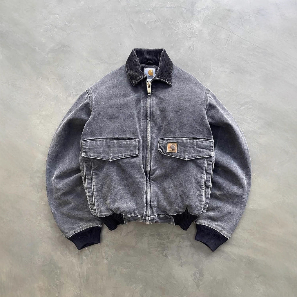Washed denim jacket for men