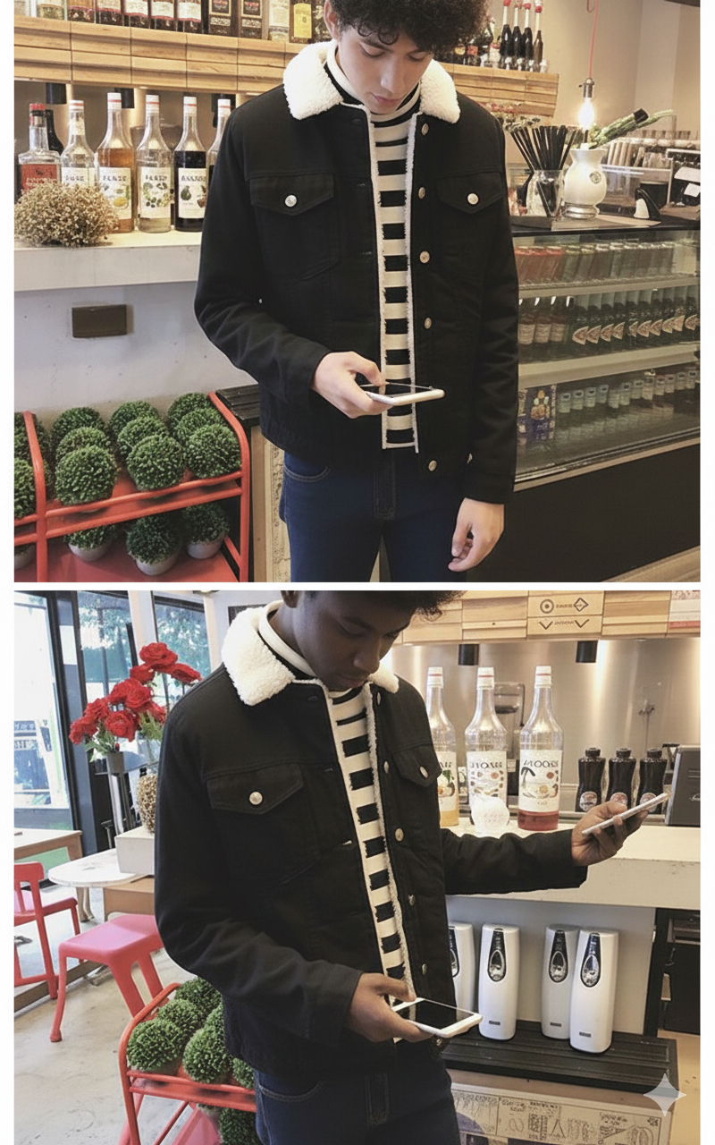 Fibered denim jacket