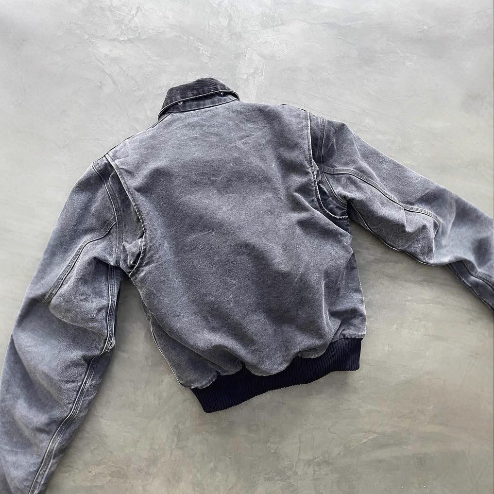 Washed denim jacket for men