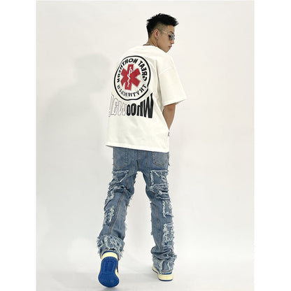 Men's Washed Slim-Fit Straight Jeans