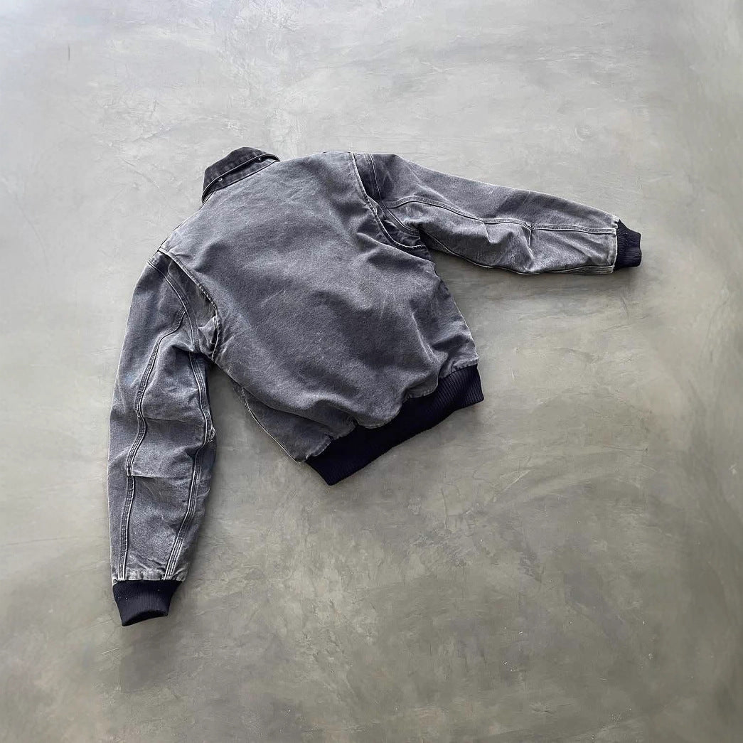 Washed denim jacket for men